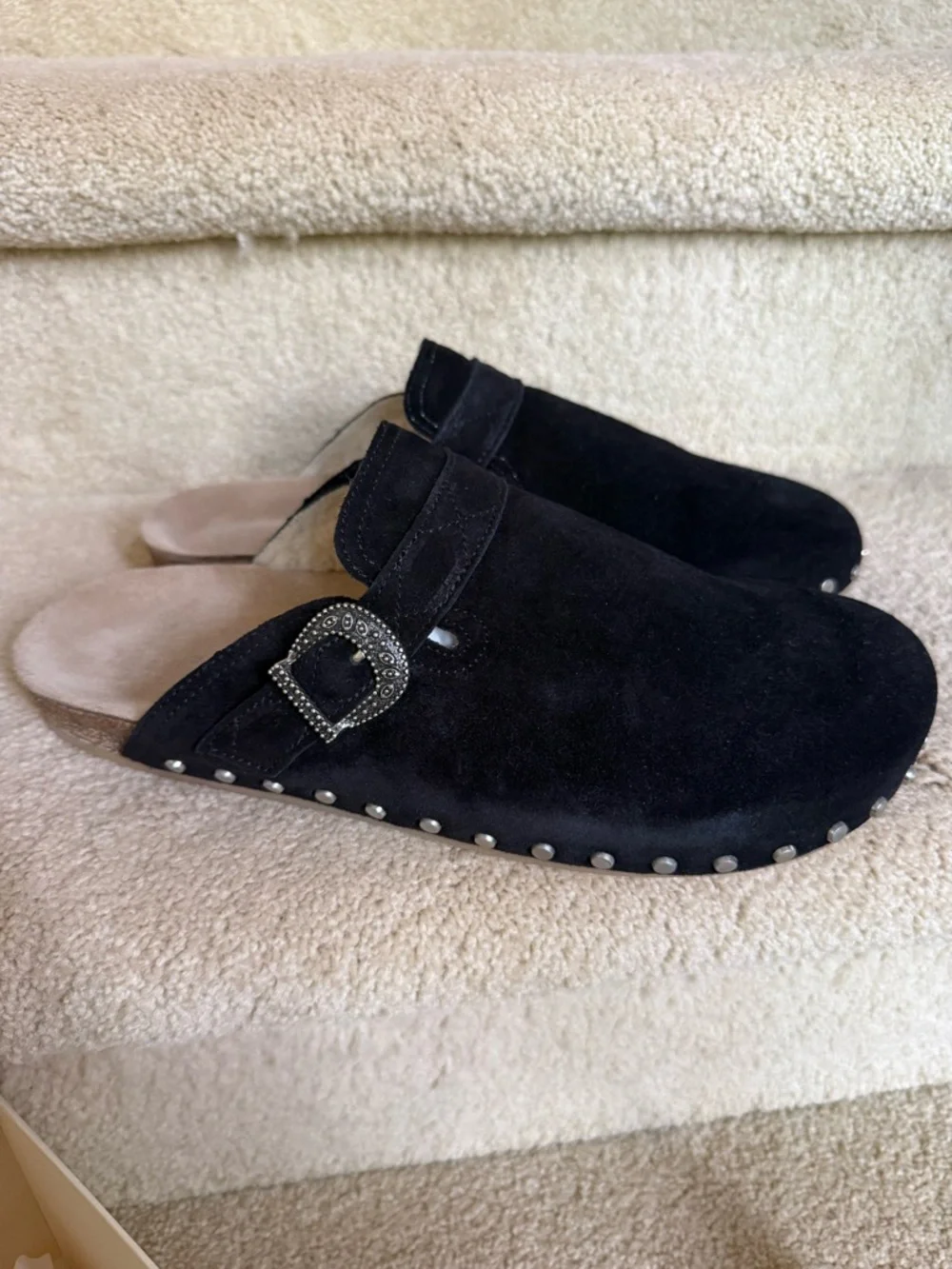 sezane lotta mule size 42 Men's Black Suede Studded Slip-On Clog